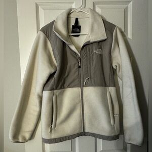 The North Face white and grey zip up jacket